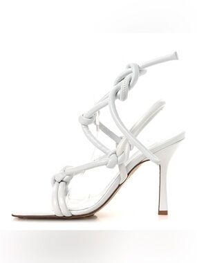 Bottega Veneta White Knotted Leather Sandals - 36.5